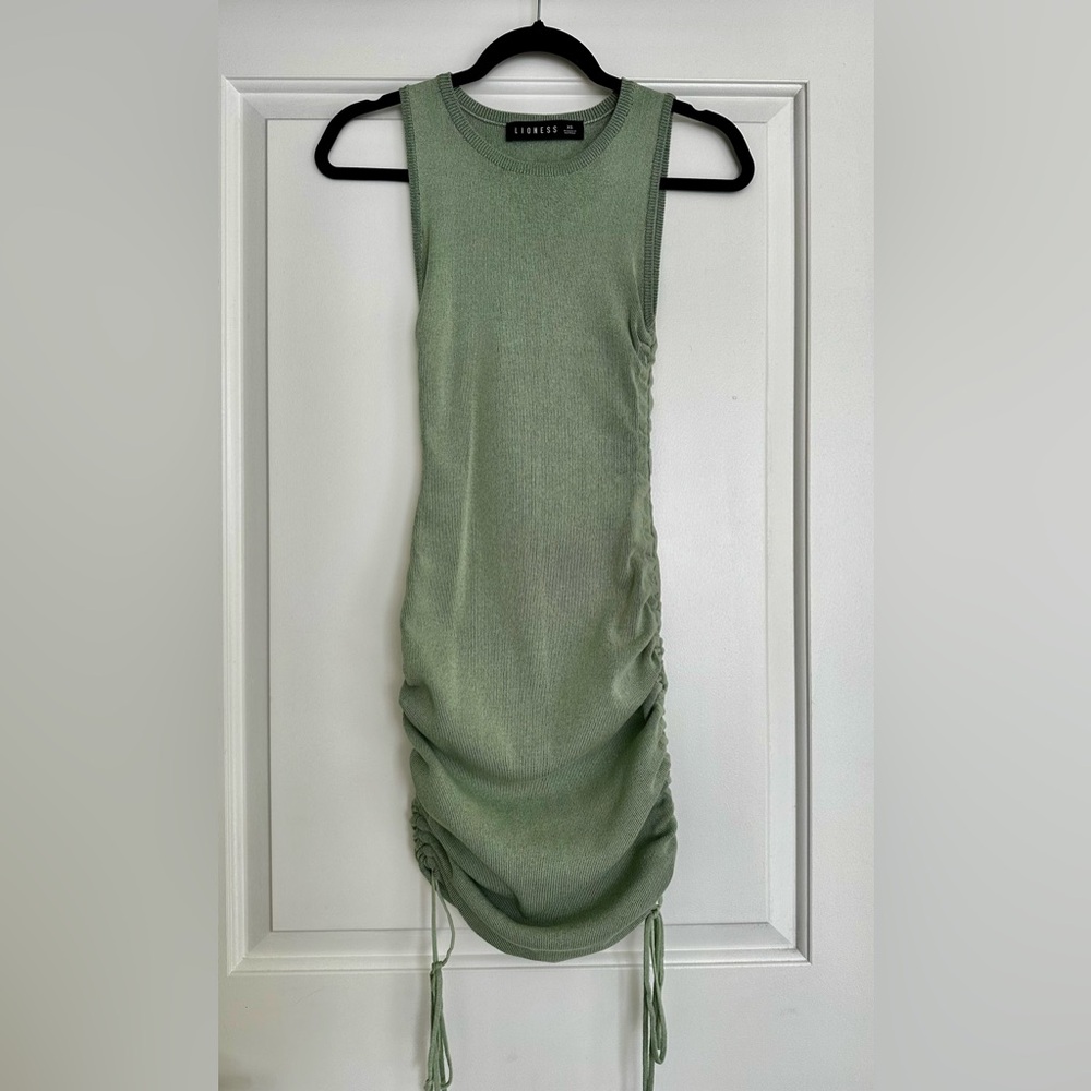 Lioness Sage Green Knit Drawstring Dress